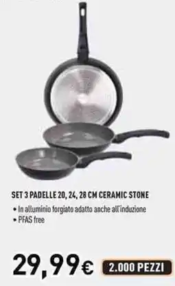 Unieuro Tognana set 3 padelle ceramic stone offerta
