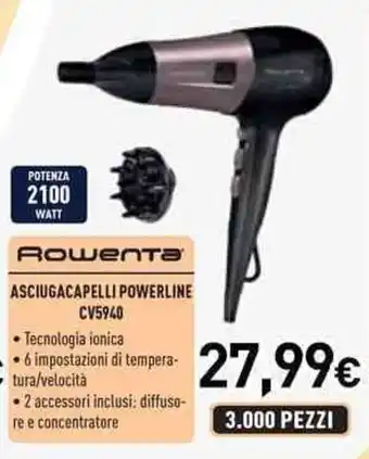 Unieuro Rowenta asciugacapelli powerline CV5940 offerta