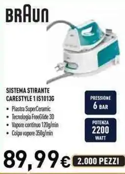 Unieuro BRAUN SISTEMA STIRANTE CARESTYLE 1 IS1013G offerta