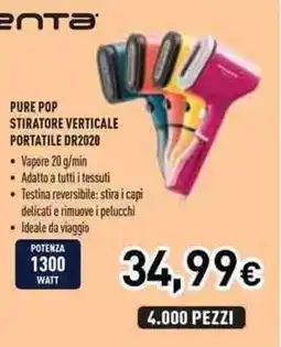 Unieuro Rowenta pure pop stiratore verticale portatile DR2020 offerta