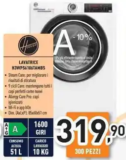 Unieuro Hoover LAVATRICE H3WPS6106TAMBS offerta