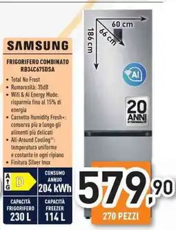 Unieuro SAMSUNG FRIGORIFERO COMBINATO RB34C675DSA offerta