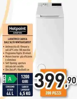 Unieuro Hotpoint ARISTON LAVATRICE CARICA DALL'ALTO WMTG6526BSIT offerta
