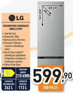 Unieuro LG FRIGORIFERO COMBINATO GBBSJ21DPY offerta