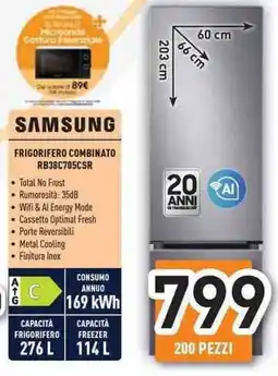 Unieuro SAMSUNG FRIGORIFERO COMBINATO RB38C705CSR offerta