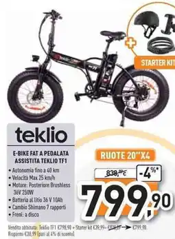 Unieuro E-bike fat a pedalata assistita teklio TF1 offerta