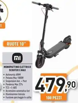 Unieuro Xiaomi monopattino elettrico scooter 5 max offerta