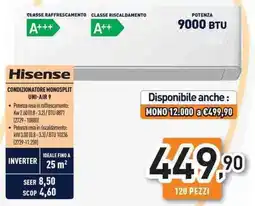 Unieuro Hisense condizionatore monosplit uni-air 9 offerta