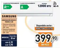 Unieuro Samsung condizionatore monosplit panarea 12.000 offerta