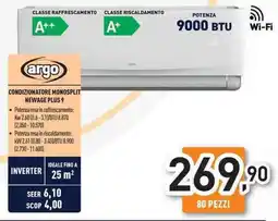 Unieuro Argo condizionatore monosplit newage plus 9 offerta