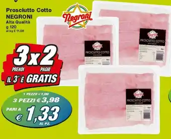 Prix Quality Negroni Prosciutto Cotto 120g offerta