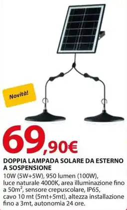 Kreo Brico e Casa Doppia lampada solare da esterno a sospensione offerta