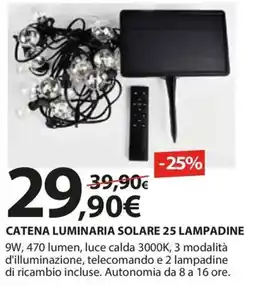 Kreo Brico e Casa Catena luminaria solare 25 lampadine offerta