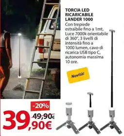 Kreo Brico e Casa Torcia led ricaricabile lander 1000 offerta