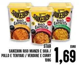 Al Discount Star saikebon riso manzo e soia / pollo e teriyaki / verdure e curry offerta