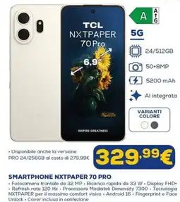 Euronics TCL SMARTPHONE NXTPAPER 70 PRO offerta