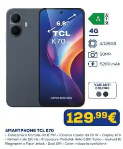 Euronics SMARTPHONE TCL K70 offerta
