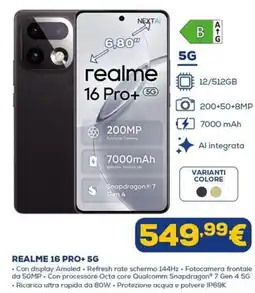 Euronics REALME 16 PRO+ 5G offerta