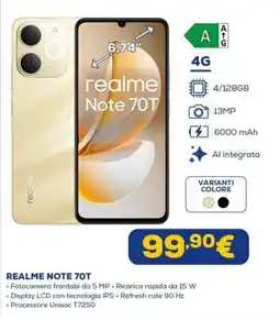 Euronics REALME NOTE 70T offerta
