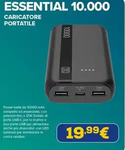 Euronics Cellularline essential 10.000 caricatore portatile offerta