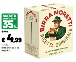 Iper La Grande Birra lager MORETTI offerta