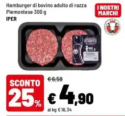 Iper La Grande Hamburger di bovino adulto di razza Piemontese IPER offerta