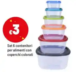 Iper La Grande Set 6 contenitori per alimenti con coperchi colorati offerta