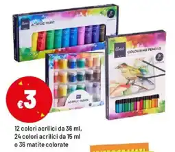 Iper La Grande 12 colori acrilici, 24 colori acrilici o 36 matite colorate offerta