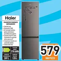 Unieuro Haier FRIGORIFERO COMBINATO HDPR3620CNPD offerta