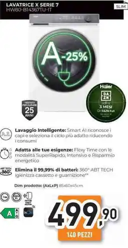 Unieuro Haier LAVATRICE X SERIE 7 HW80-B14367TU-IT offerta