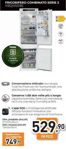 Unieuro Haier FRIGORIFERO COMBINATO SERIE 2 HBQW5518E offerta