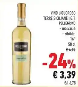 Conad Superstore Vino liquoroso terre siciliane i.g.t. PELLEGRINO offerta