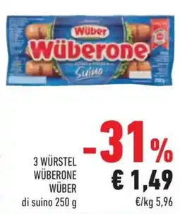 Conad Superstore 3 würstel wüberone wüber di suino offerta