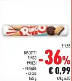 Conad Superstore Biscotti ringo pavesi vaniglia, cacao offerta