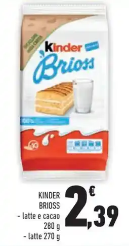 Conad Superstore Kinder brioss latte e cacao, latte offerta
