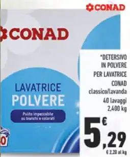 Conad Detersivo in polvere per lavatrice conad classico/lavanda offerta