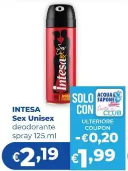 Acqua & Sapone INTESA Sex Unisex deodorante spray 125 ml offerta