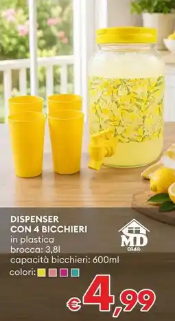 MD Discount Dispenser con 4 bicchieri offerta