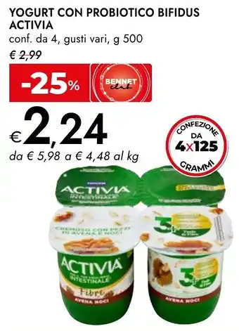 Bennet Yogurt con probiotico bifidus ACTIVIA offerta
