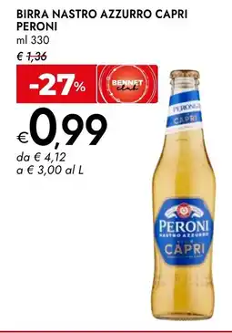 Bennet Birra nastro azzurro capri PERONI offerta