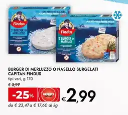 Bennet Burger di merluzzo o nasello surgelati CAPITAN FINDUS offerta