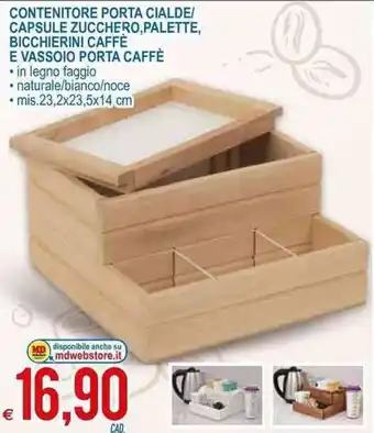 MD Discount Contenitore Porta Cialde/Capsule Zucchero, Palette, Bicchierini Caffè e Vassoio Porta Caffè 23,2x23,5x14cm offerta