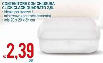 MD Discount Contenitore con Chiusura Click Clack Quadrato 2,5L 20x20x8h cm offerta
