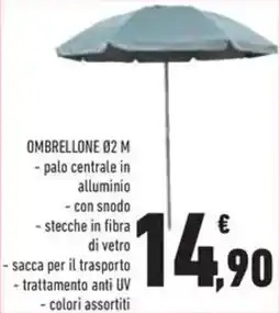 Conad Superstore Ombrellone 2 m palo centrale in alluminio offerta
