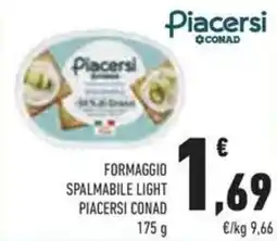 Conad Superstore Formaggio spalmabile light PIACERSI CONAD offerta