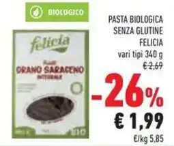 Conad Superstore Pasta biologica senza glutine FELICIA offerta