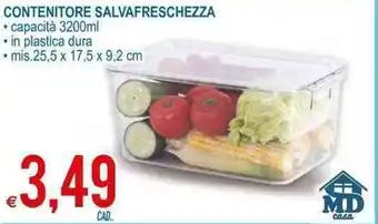 MD Discount Contenitore Salvafreschezza 3200ml 25,5x17,5x9,2 cm offerta