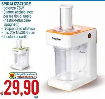 MD Discount Kooper Spiralizzatore 75w offerta