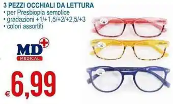 MD Discount 3 Pezzi Occhiali da Lettura offerta
