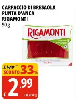 Tigros Carpaccio di bresaola punta d'anca RIGAMONTI offerta